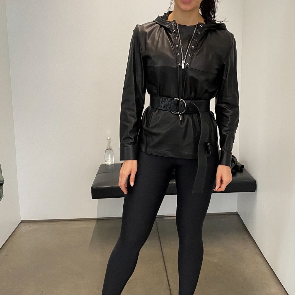 YSL Saint Laurent Leather Jacket Hoodie rare